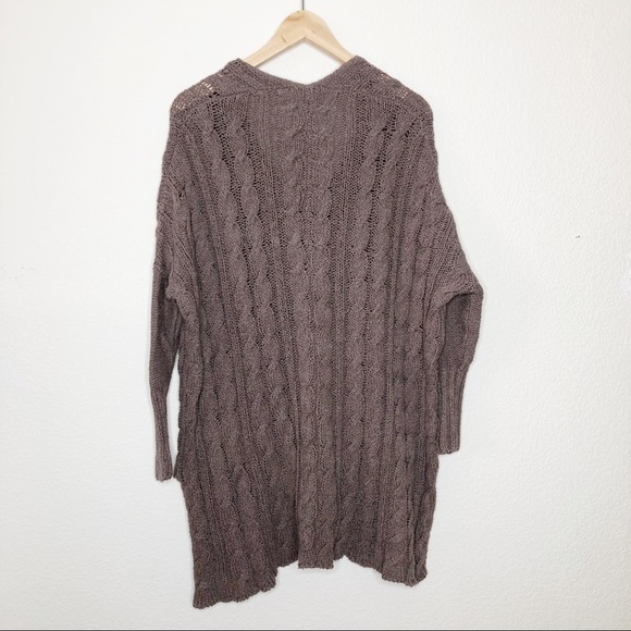Free People Easy V Light Purple Long Line Cable Knit Sweater - Picture 8 of 8